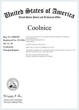US Trademark Certificate--Coolnice