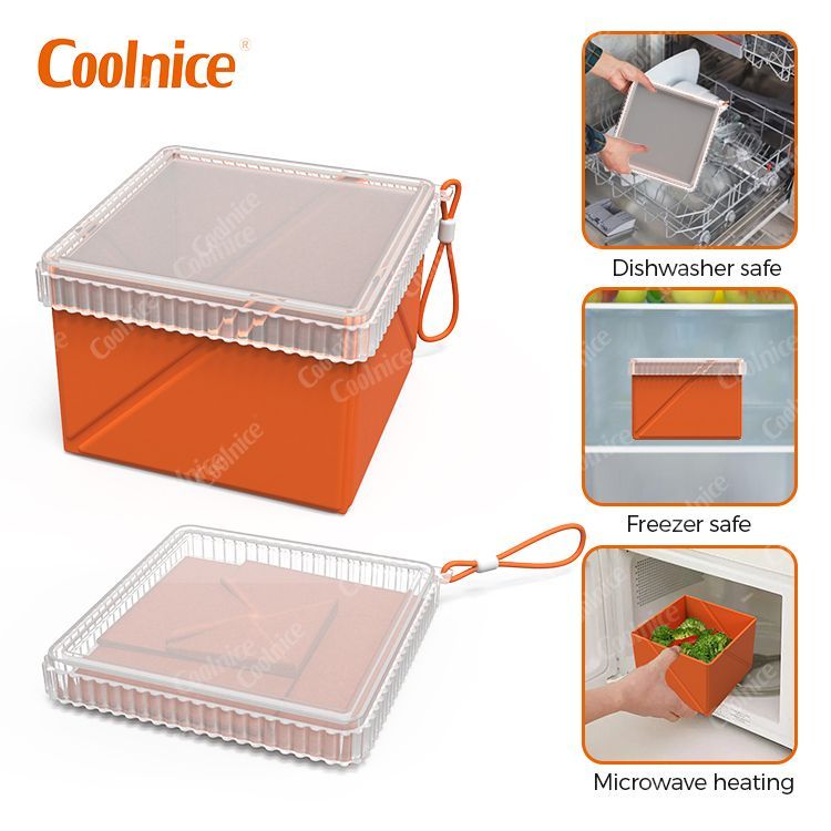 ood Grade Silicon Foldable Bento Lunch Box Collapsible and Leakproof Space Saving Food Storage Containers with Lip