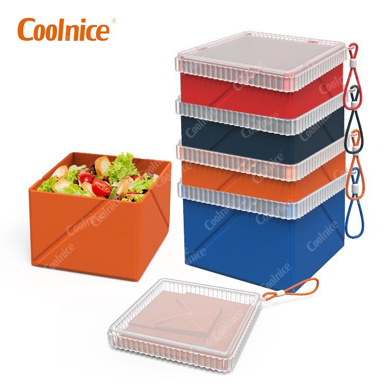 ood Grade Silicon Foldable Bento Lunch Box Collapsible and Leakproof Space Saving Food Storage Containers with Lip