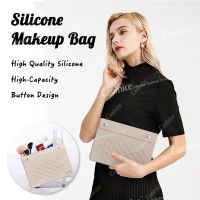 Elegant-Cosmetic-Bag-for-Women-Silicone-Makeup-Bag-Travel-Makeup-Brushes-Bag-with-Button-Buckle-Flap